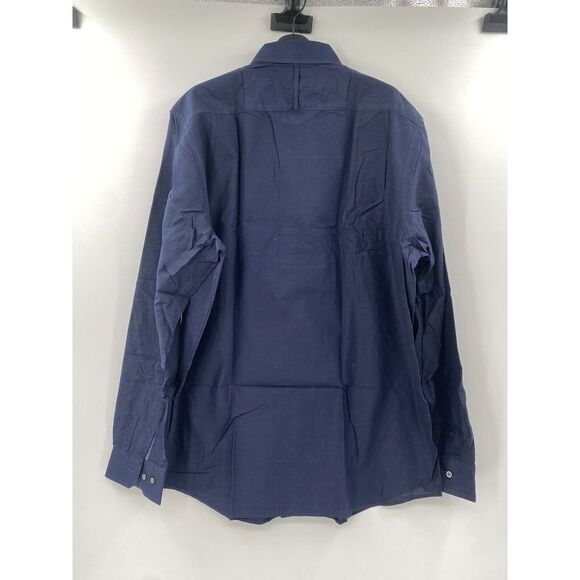 Banana Republic Dress Shirt Navy Classic Fit Guayabera Long Sleeve XL 17/ 17.5 - Picture 3 of 6